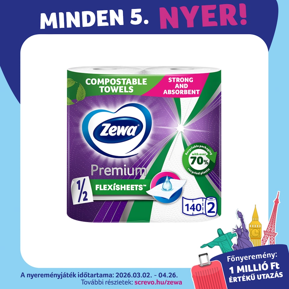 image 1 of Zewa Premium Flexisheets Household Towels 2 Ply 2 Rolls