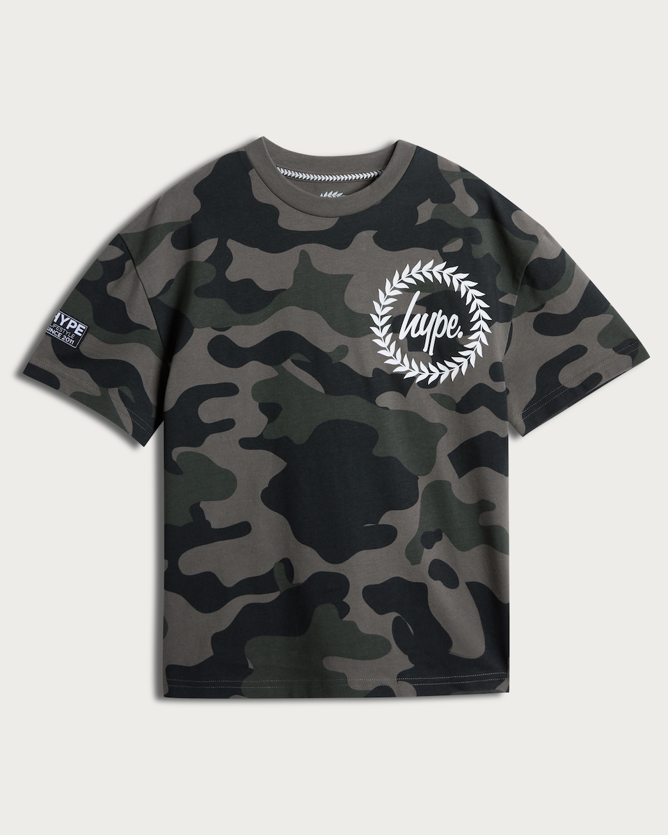 image 1 of Hype Pure Cotton Camouflage T-Shirt in Multi Black