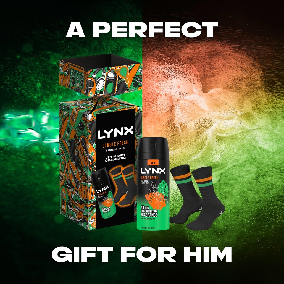 image 1 of Lynx Jungle Fresh Body Spray & Socks Cracker Gift Set