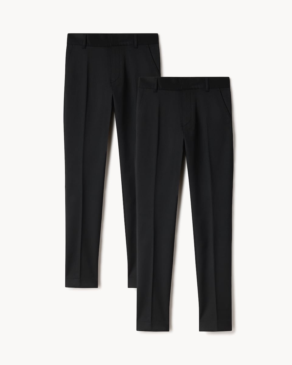 image 1 of F&F School Boys 2-Pack Skinny Fit Longer Length Trousers in Black