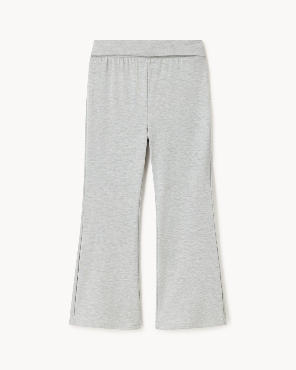 image 1 of F&F Girls Fold Over Waist Flared Leggings in Grey Marl