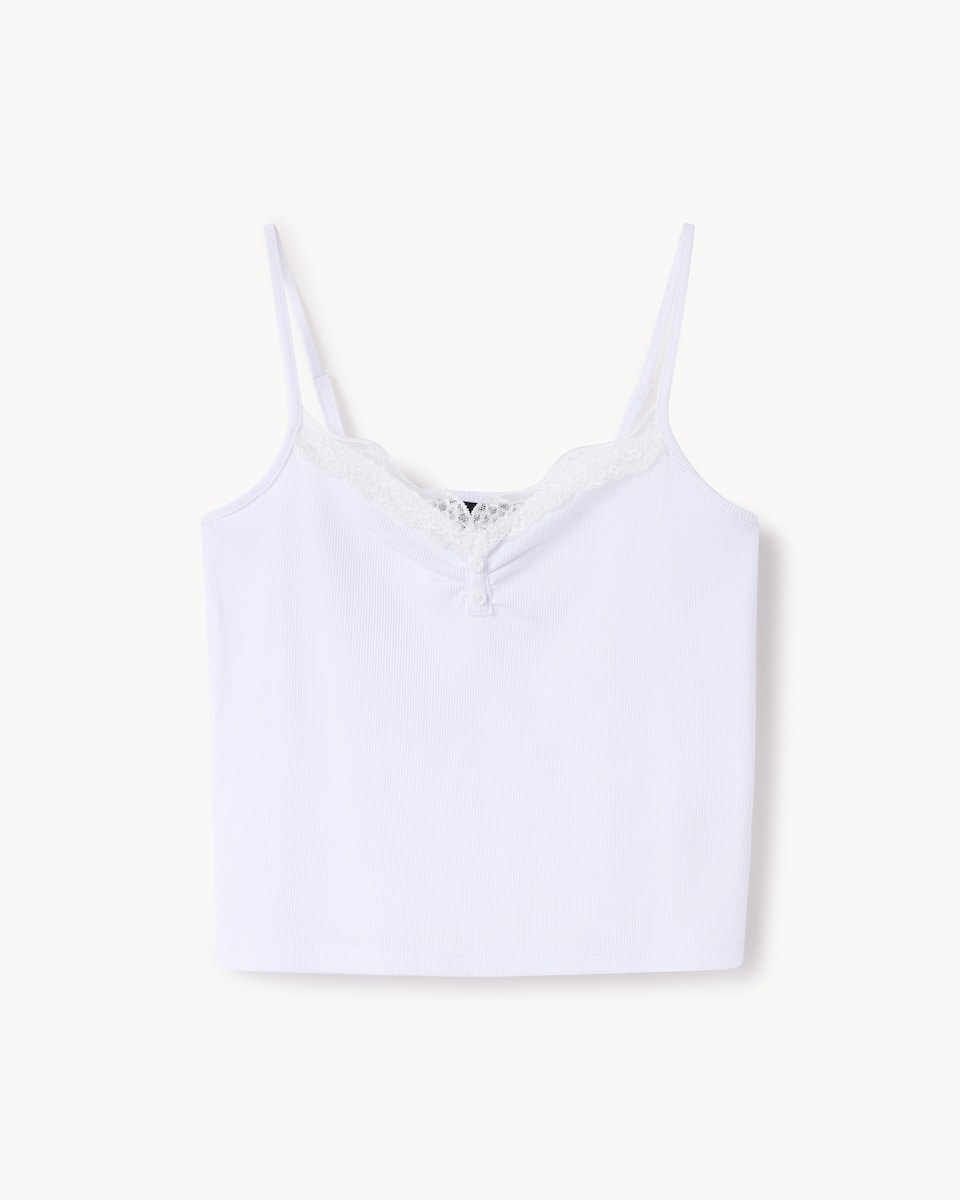 OH ME OH MY Cotton Rich Lace Trim Pyjama Vest in White