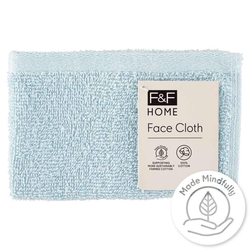 F&F Home Pale Blue Face Cloth 30 cm x 30 cm