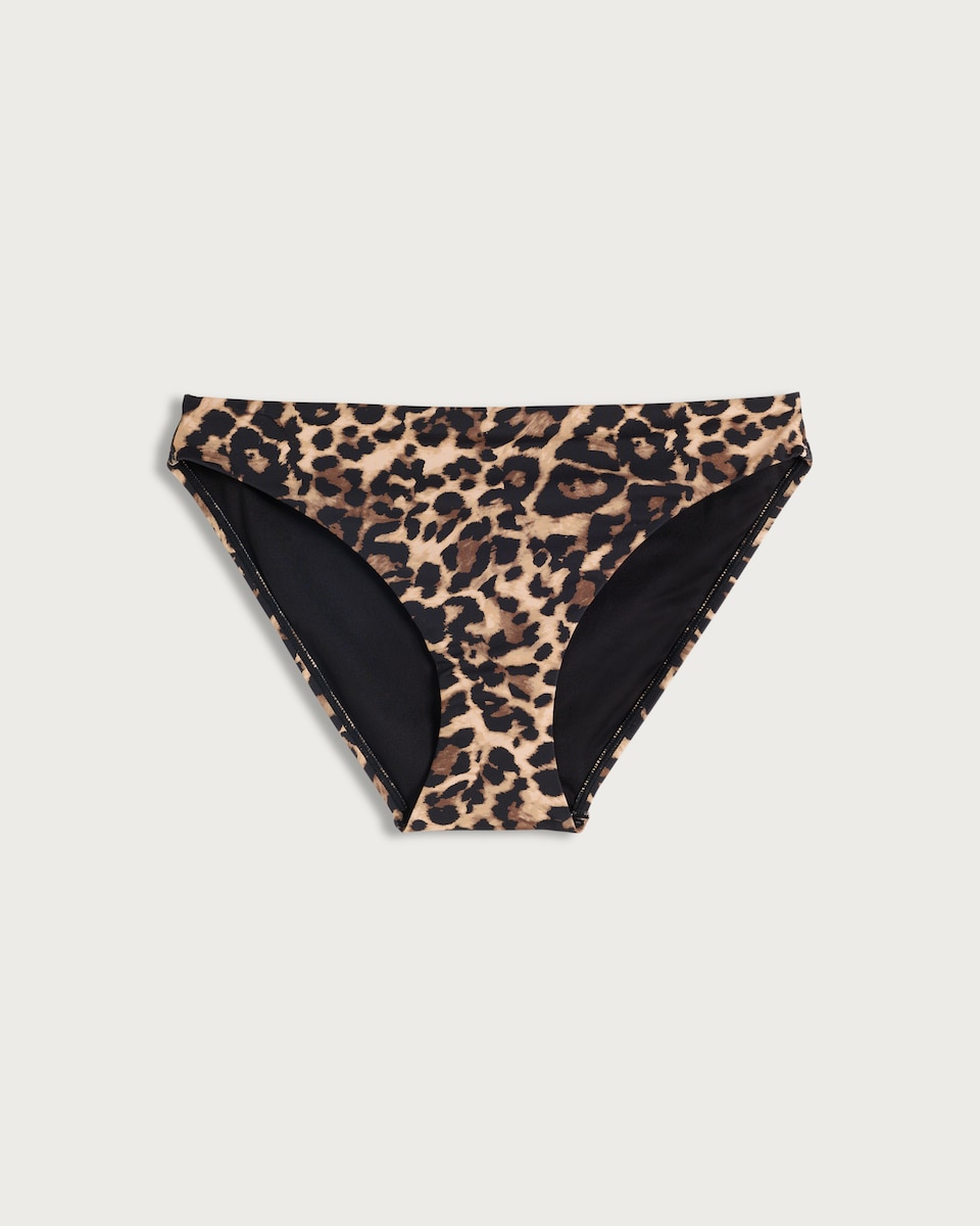 image 1 of F&F Leopard Print High Leg Bikini Bottoms in Multi Brown