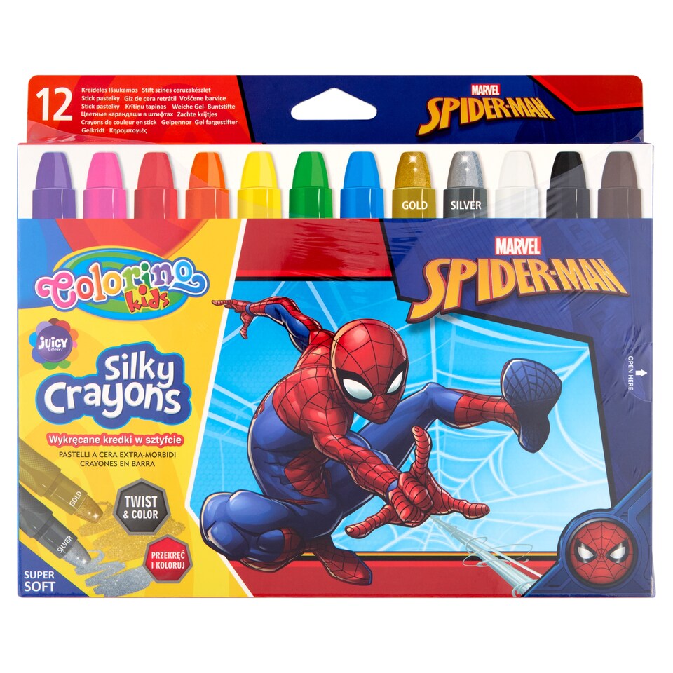 Colorino Kids Marvel Spider-Man Silky Crayons Stick 12 pcs