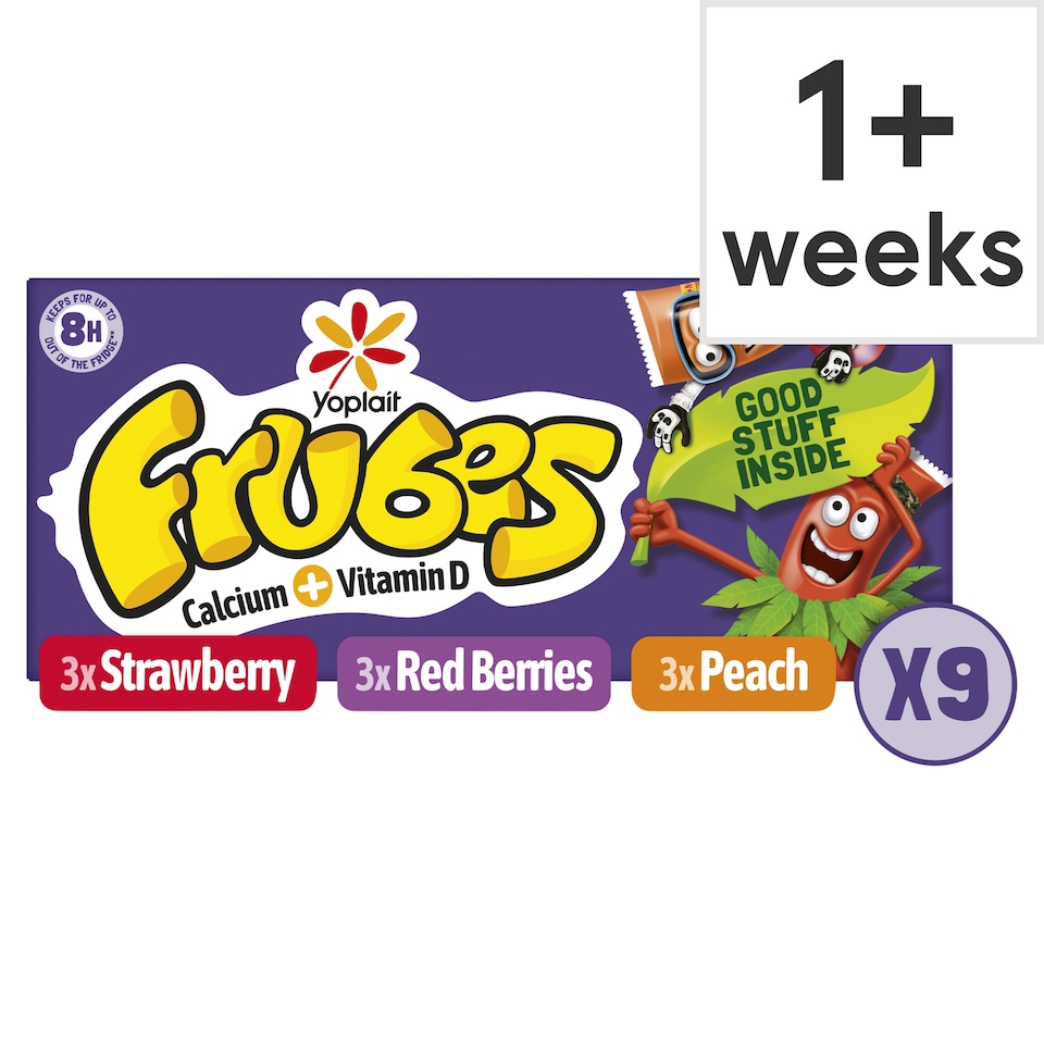 Frubes Kids Strawberry, Red Berry & Peach Yoghurt Tubes 9 x 37g