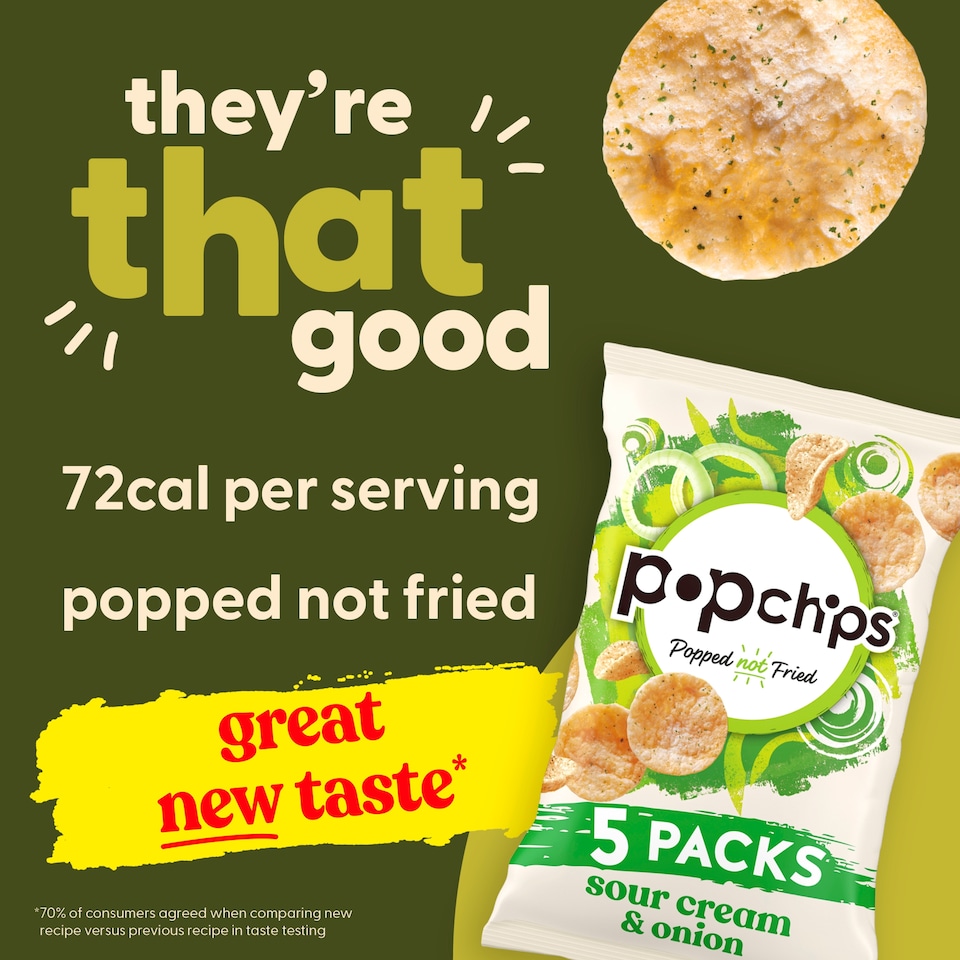 image 1 of Popchips Sour Cream & Onion Multipack Crisps 5x17g