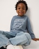 image 2 of F&F Boys Pure Cotton Slogan Long Sleeved Top in Blue