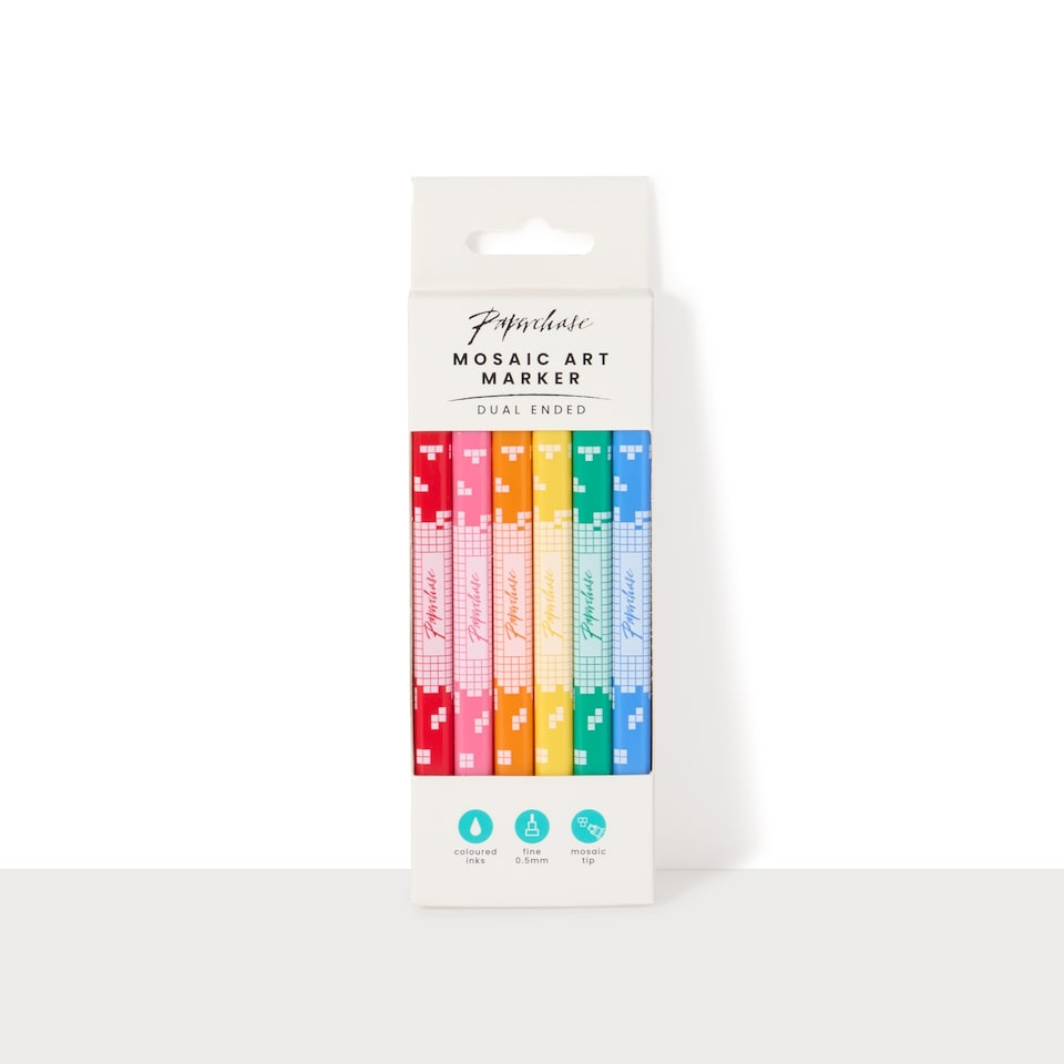 image 1 of Paperchase Dual Ended Mosaic Markers 6pk