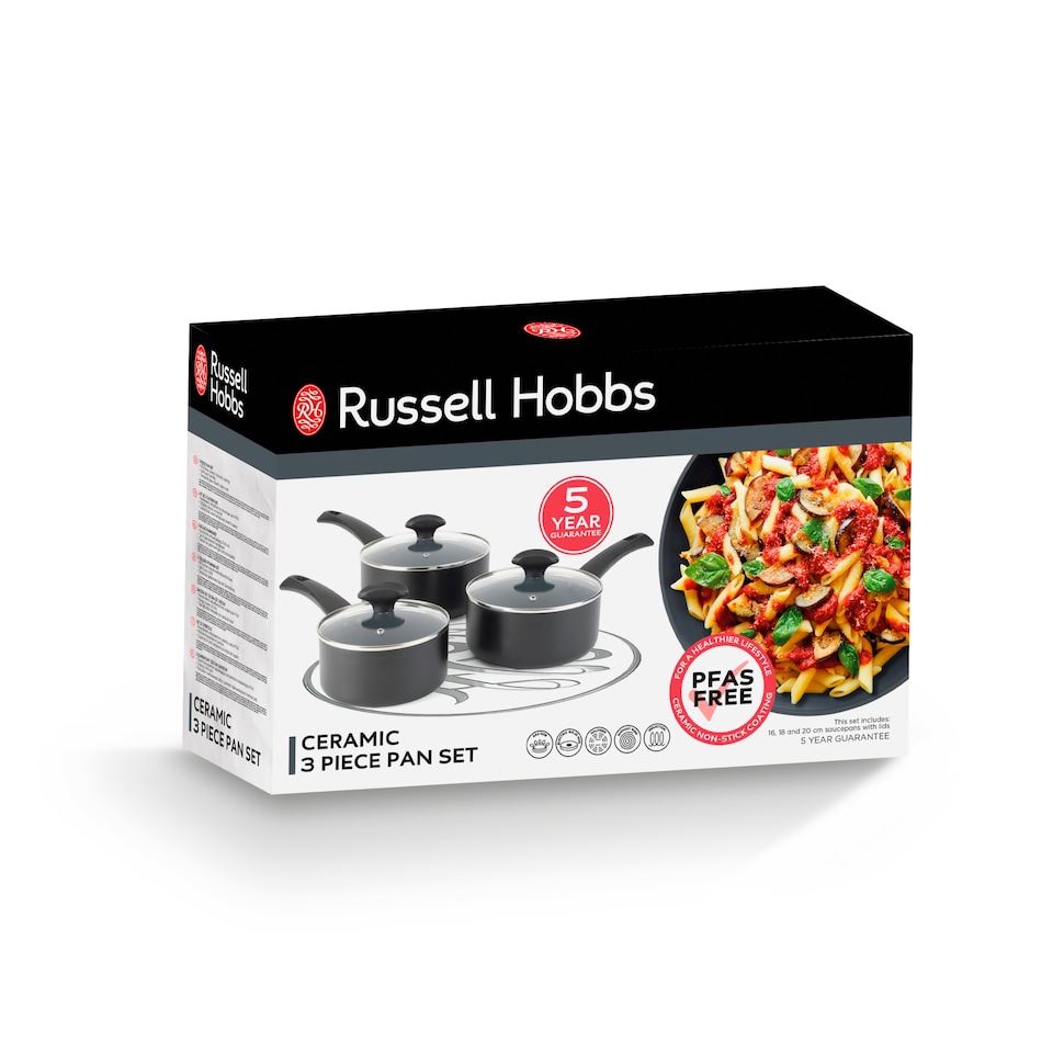 image 1 of Russell Hobbs Ceramic Saucepan Set 3pc