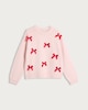 image 4 of F&F Girls Knitted Satin Bow Jumper in Pink