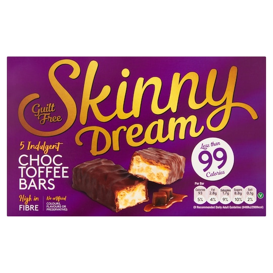 Skinny Dream Chocolate Toffee Bars 5 X 25G Tesco Groceries