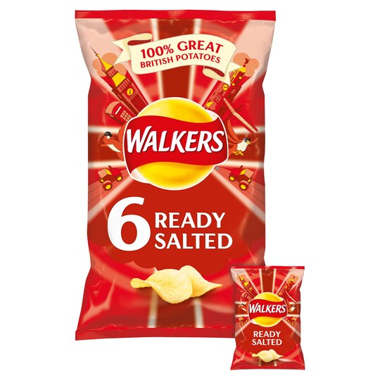 Walkers Ready Salted Crisps 6X25g Tesco Groceries
