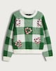 image 4 of F&F Knitted Sequin Candy Cane Heart Jumper in Green