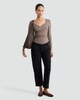 image 2 of F&F Polyamide Long Sleeved Wrap Top in Tan