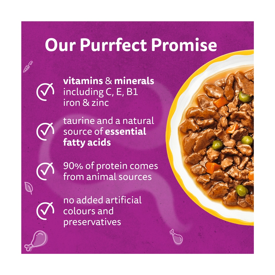 image 1 of WHISKAS 1+ Aromatic Purrfect Poultry Selection Wet Cat Food Pouches in Gravy 12x85g