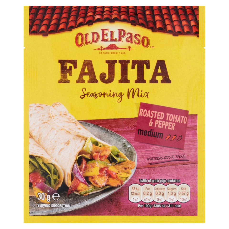 Old El Paso Tomato & Pepper Fajita Seasoning Spice Mix 30G