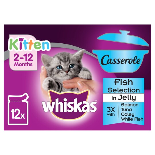 WHISKAS KITTEN 12 PK CAS FISH SELN JELLY 1020G Tesco Groceries