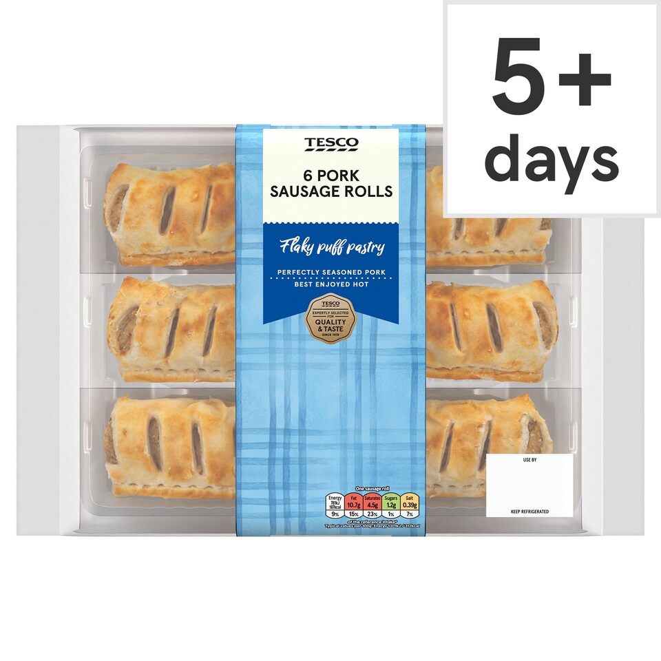 Tesco 6 Pork Sausage Rolls 360g