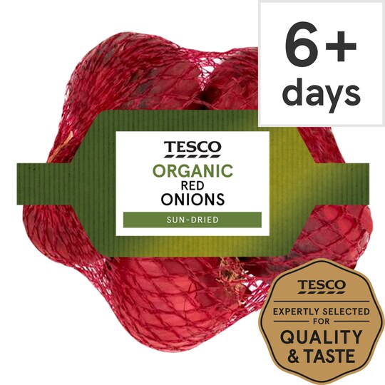 Tesco Red Organic Onions 500G Tesco Groceries