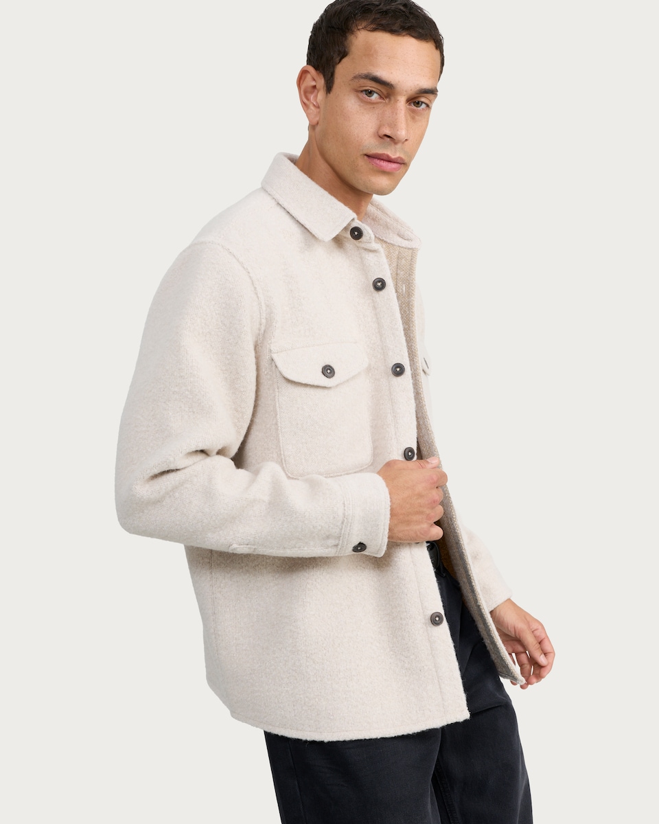 image 1 of The F&F Edit Boucle Textured Button Up Shacket with Wool in Cream