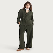 F&F Drawstring Waist Wide Sleeved Shirt in Khaki