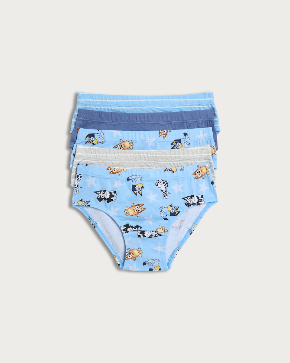 image 1 of Bluey 5-Pack Pure Cotton Briefs in Blue Multi
