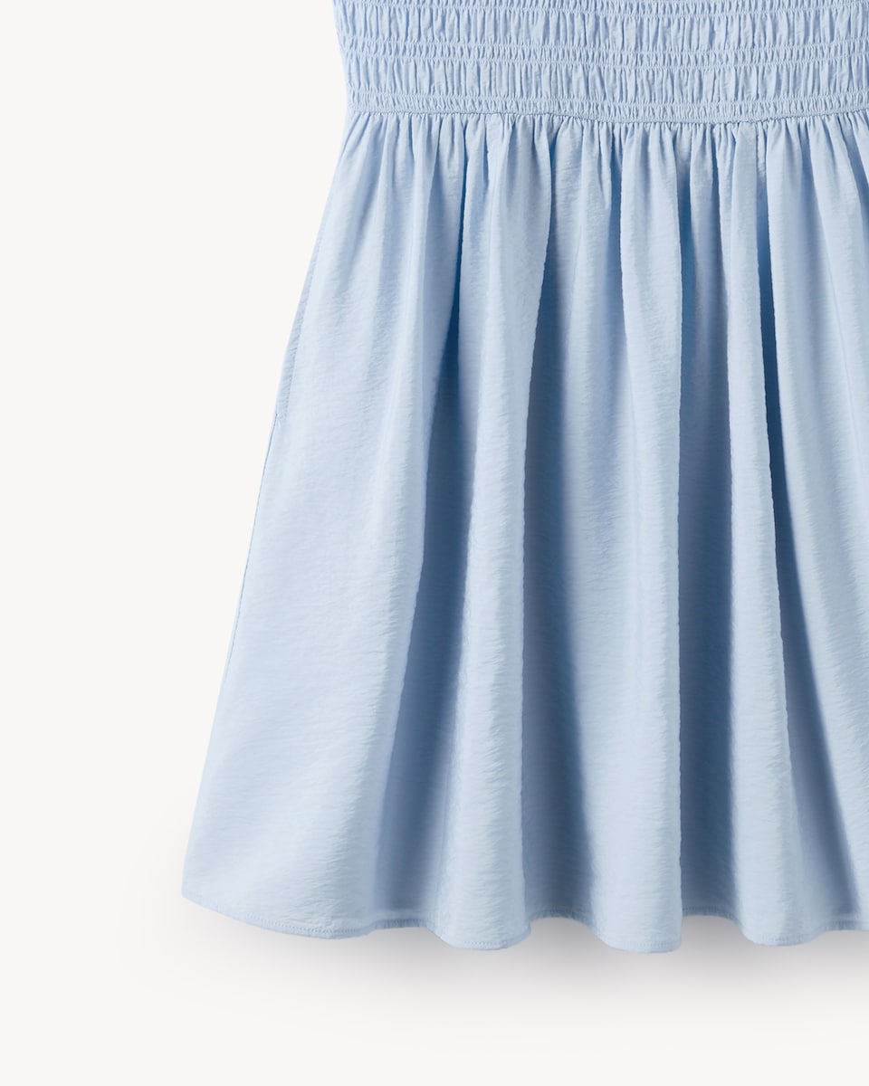 image 1 of F&F Shirred Sleeveless Mini Dress in Blue