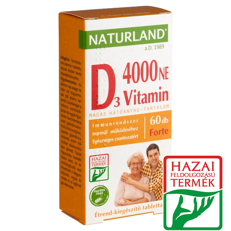 Naturland D₃-vitamin 4000 NE forte étrend-kiegészítő tabletta 60 db 11,01 g