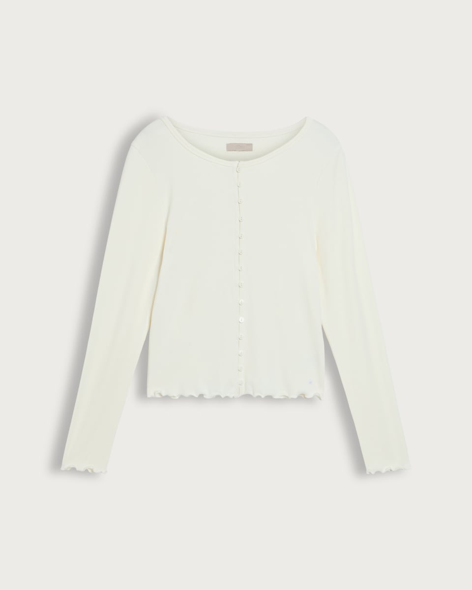 image 1 of Rise by Zara McDermott Modal Rich Button Front Pyjama Cardigan in Cream