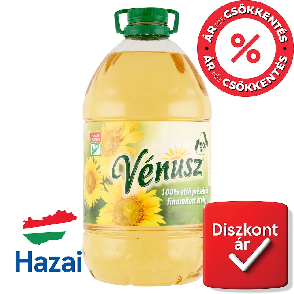 Vénusz 100% első préselésű finomított napraforgó-étolaj 5 l  1. kép