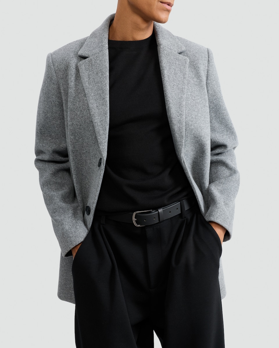 image 1 of F&F Single Breasted Side Pocket Coat in Grey Marl