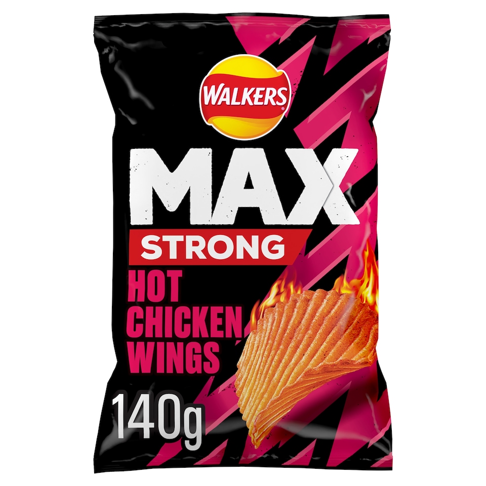 image 1 of Walkers Max Strong Crisps - Hot Chicken Wings 140g