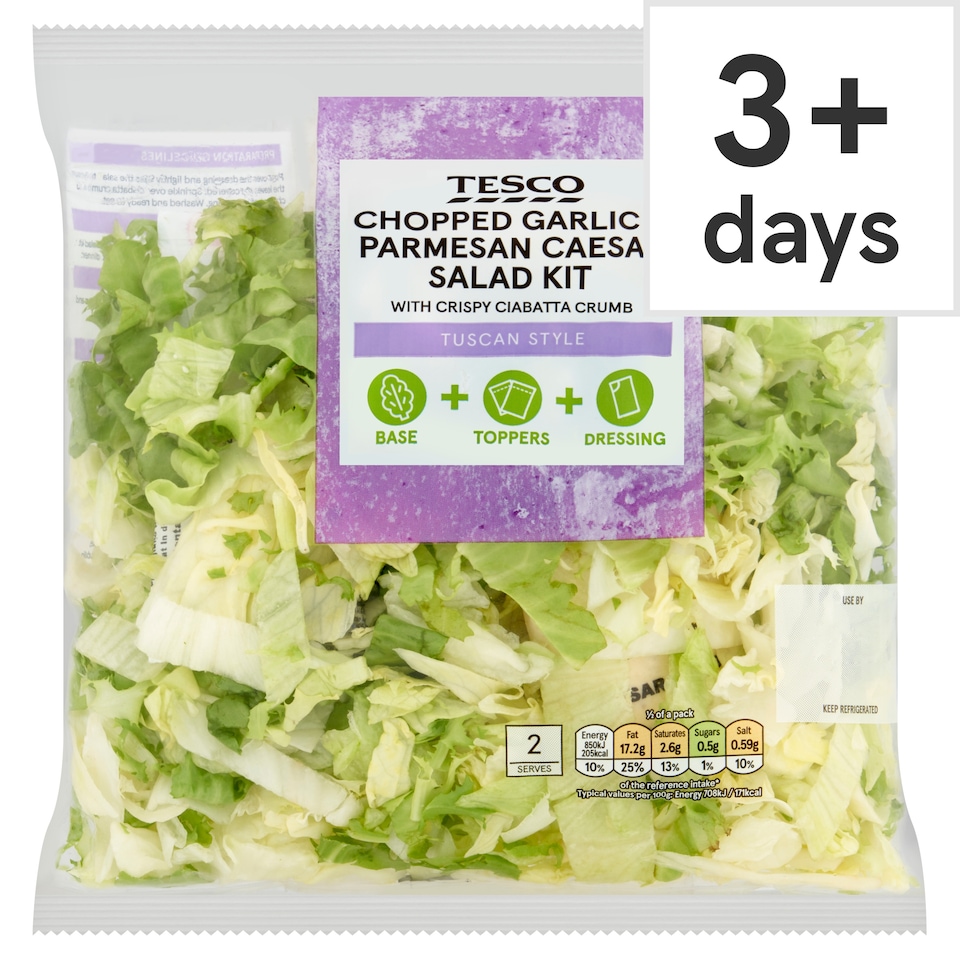 Tesco Chopped Garlic & Parmesan Caesar Salad Kit 240g
