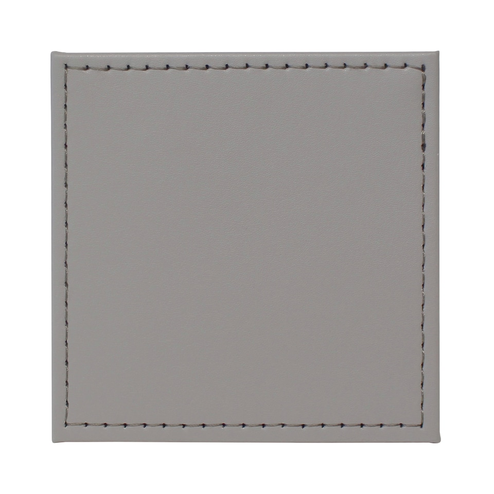 image 1 of F&F Home Faux Leather Silver/Grey Coaster 4 Pack