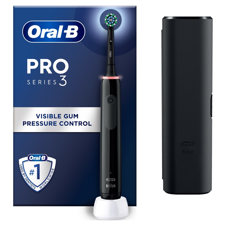 image 1 of Oral-B Pro 3 Black Cross Action Electric Toothbrush