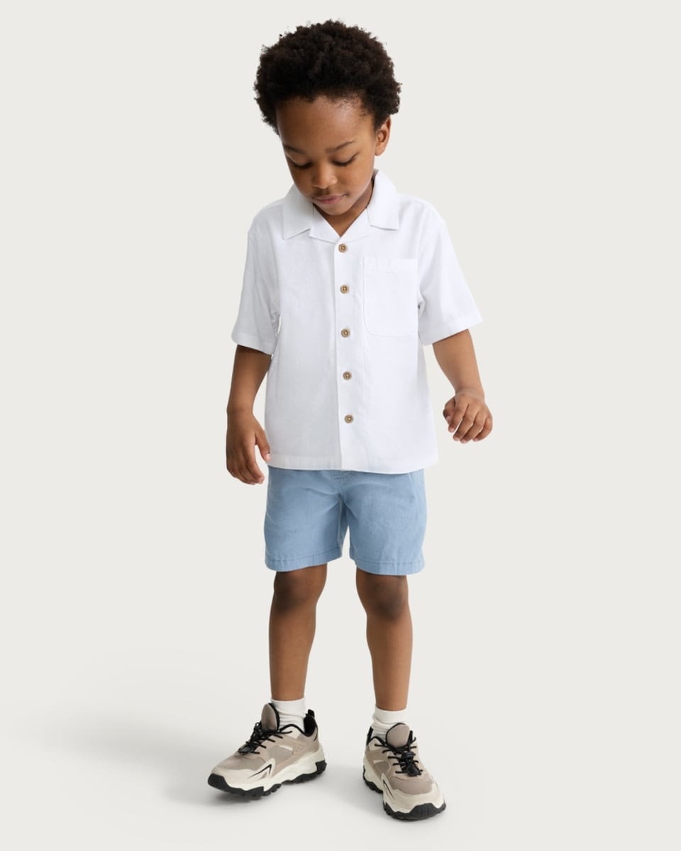 image 1 of F&F Boys 2-Piece Button Up Shirt and Shorts Set in Blue