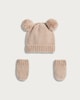 image 1 of F&F Baby 2-Piece Pom Pom Hat and Mittens Set in Neutral