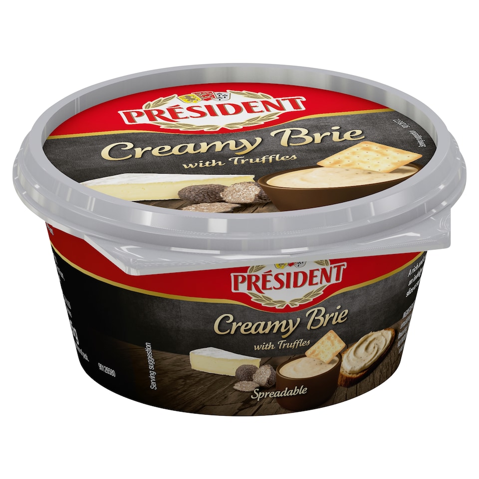 Président Creamy szarvasgomba ízű brie félzsíros kenhető ömlesztett sajtkrém 105 g