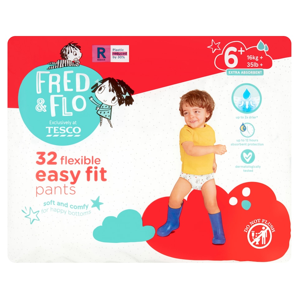 Fred & Flo Flexible Easy Fit Pants Size 6+ 32 Pack