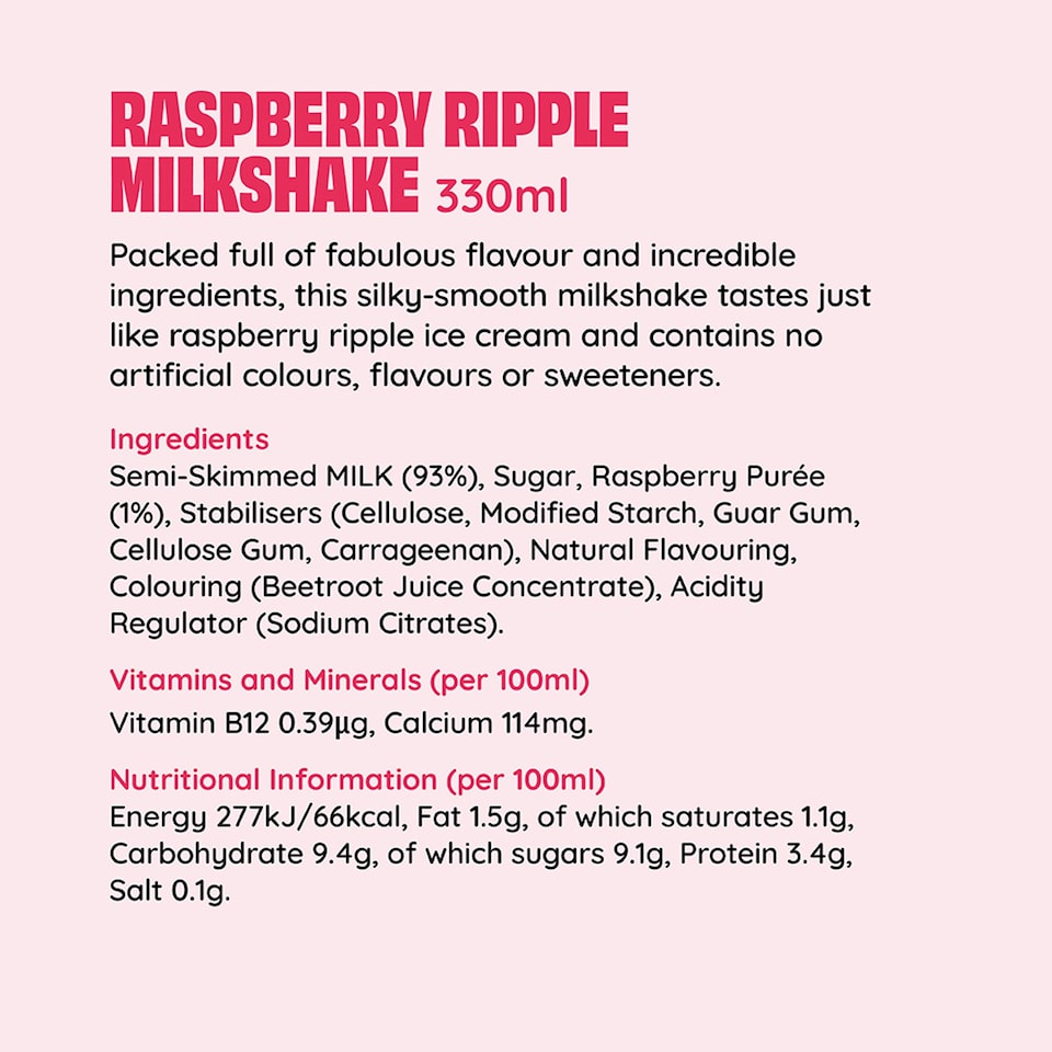 image 1 of Shaken Udder Raspberry Ripple Milkshake 330ml