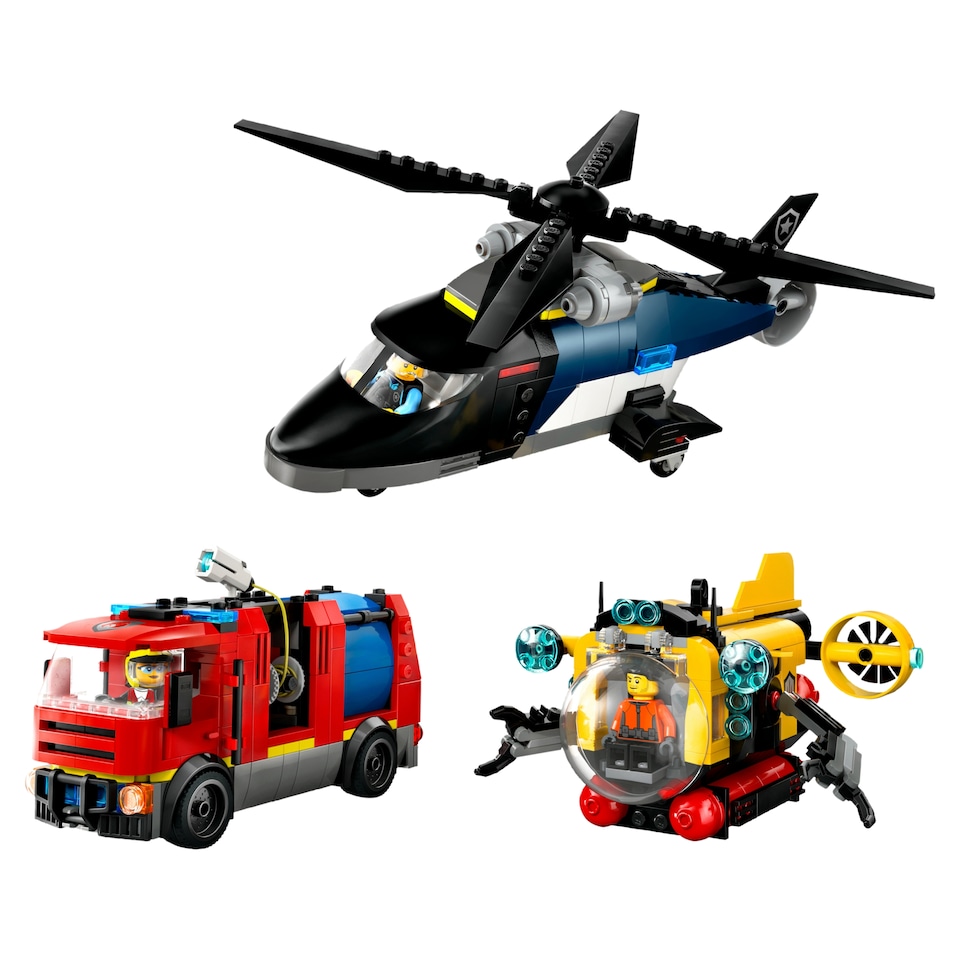 image 1 of LEGO City 60462 Helicopter, Fire Truck & Submarine Remix