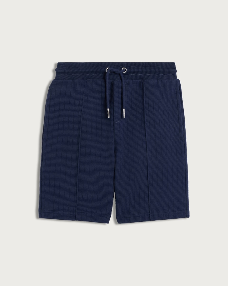 image 1 of F&F Boys Cotton Rich Textured Drawstring Shorts in Blue