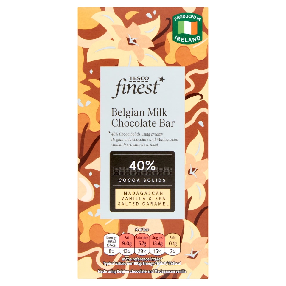 Tesco Finest Belgian Chocolate Vanilla And Salted Caramel Bar 90G