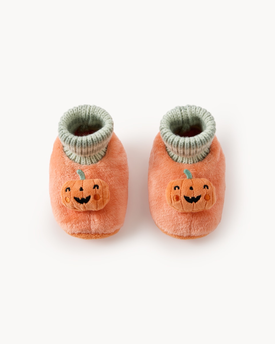 image 1 of F&F Baby Pumpkin Booties in Orange