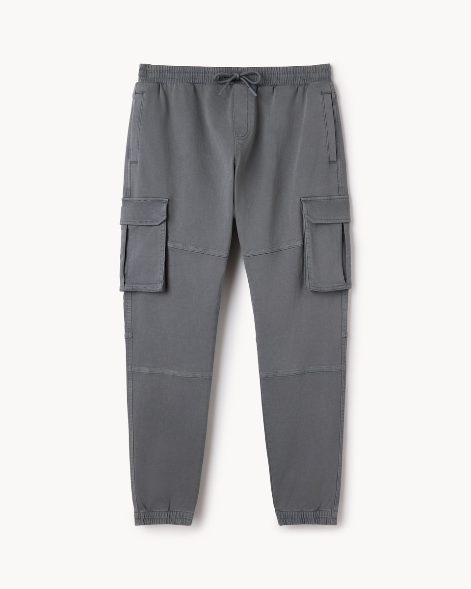 image 1 of F&F Cotton Rich Cuffed Cargo Trousers in Grey