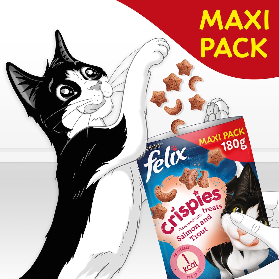 image 1 of Felix Crispies Cat Treats - Salmon and Trout 180g