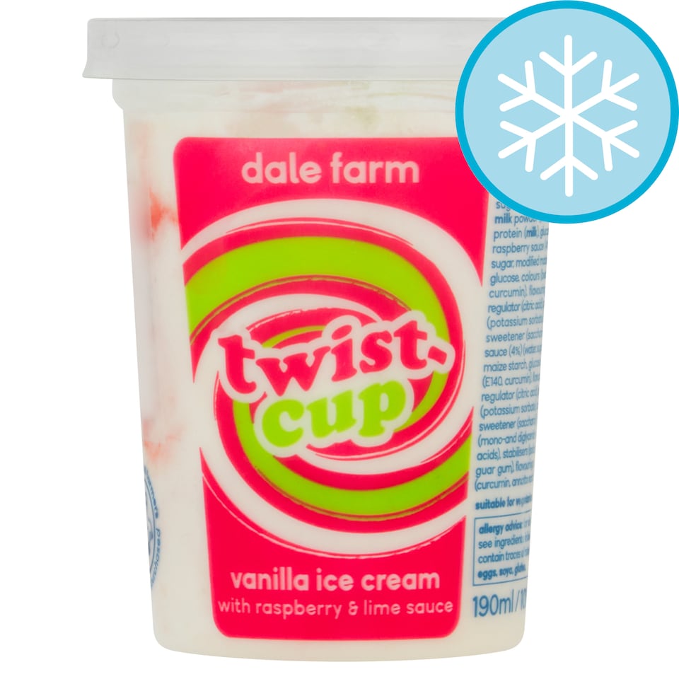 Dale Farm Twist Cup Vanilla Ice Cream with Raspberry & Lime Sauce 190ml