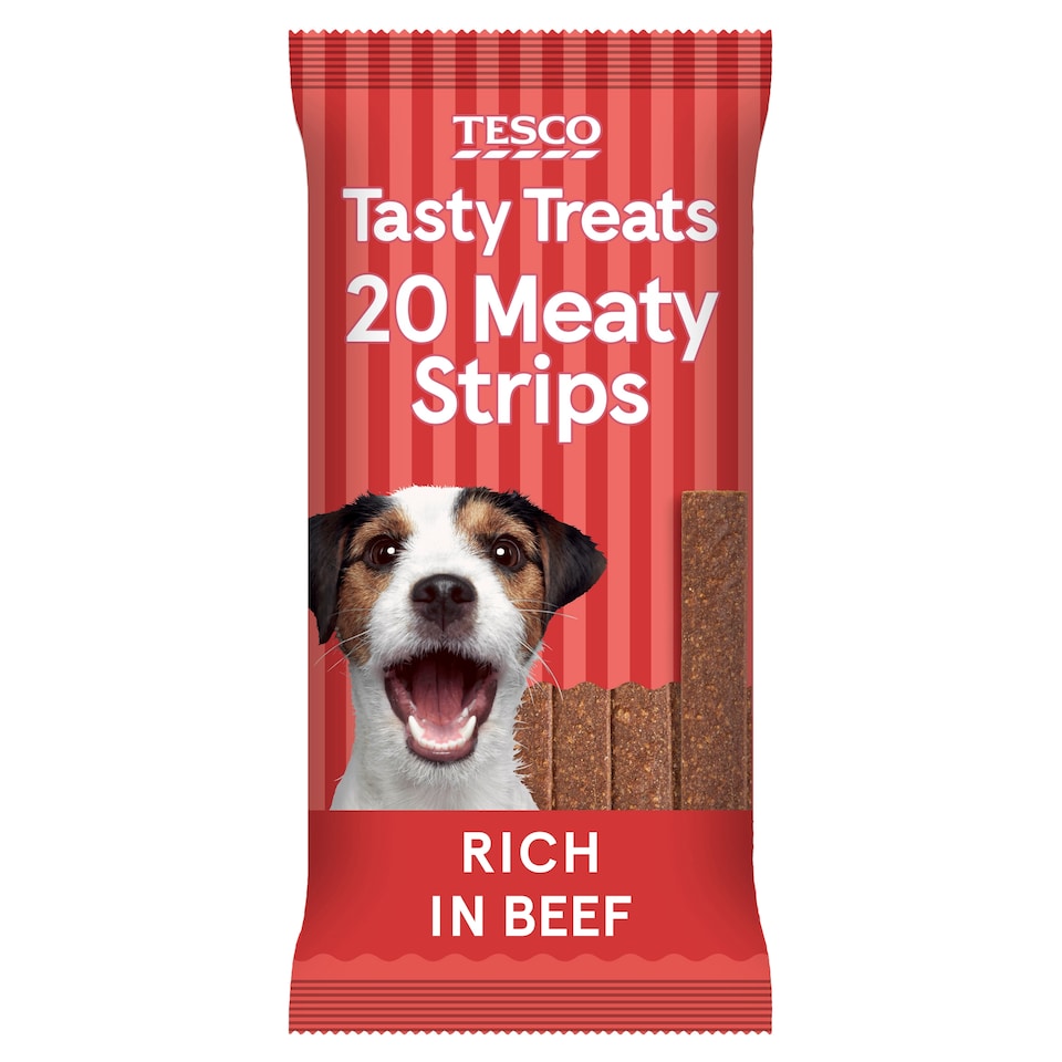 image 1 of Tesco Tasty Treats Meaty Strips - Rich in Beef 200g