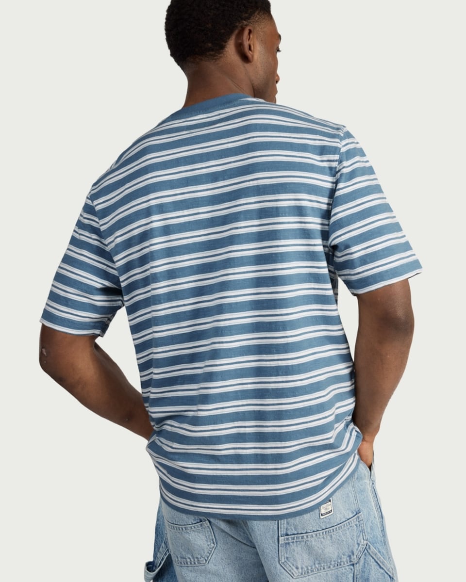 image 1 of RDA Pure Cotton Striped T-Shirt in Blue